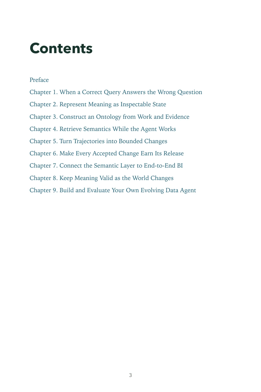 Contents page of EvoOntology in Practice, including Chapter 5: Turn Trajectories into Bounded Changes