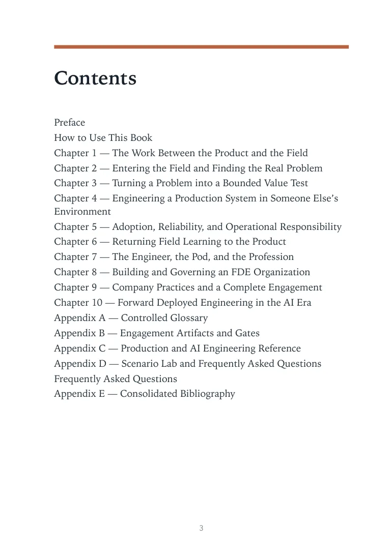 Contents page of From the Field to the Product, including Chapter 1: The Work Between the Product and the Field